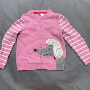 Mini Boden Pink poodle button up sweater